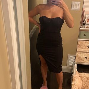 Black slit dress